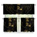 Golden Reiki Print 3 Piece Kitchen Curtains