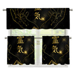 Golden Reiki Print 3 Piece Kitchen Curtains