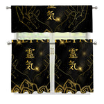 Golden Reiki Print 3 Piece Kitchen Curtains