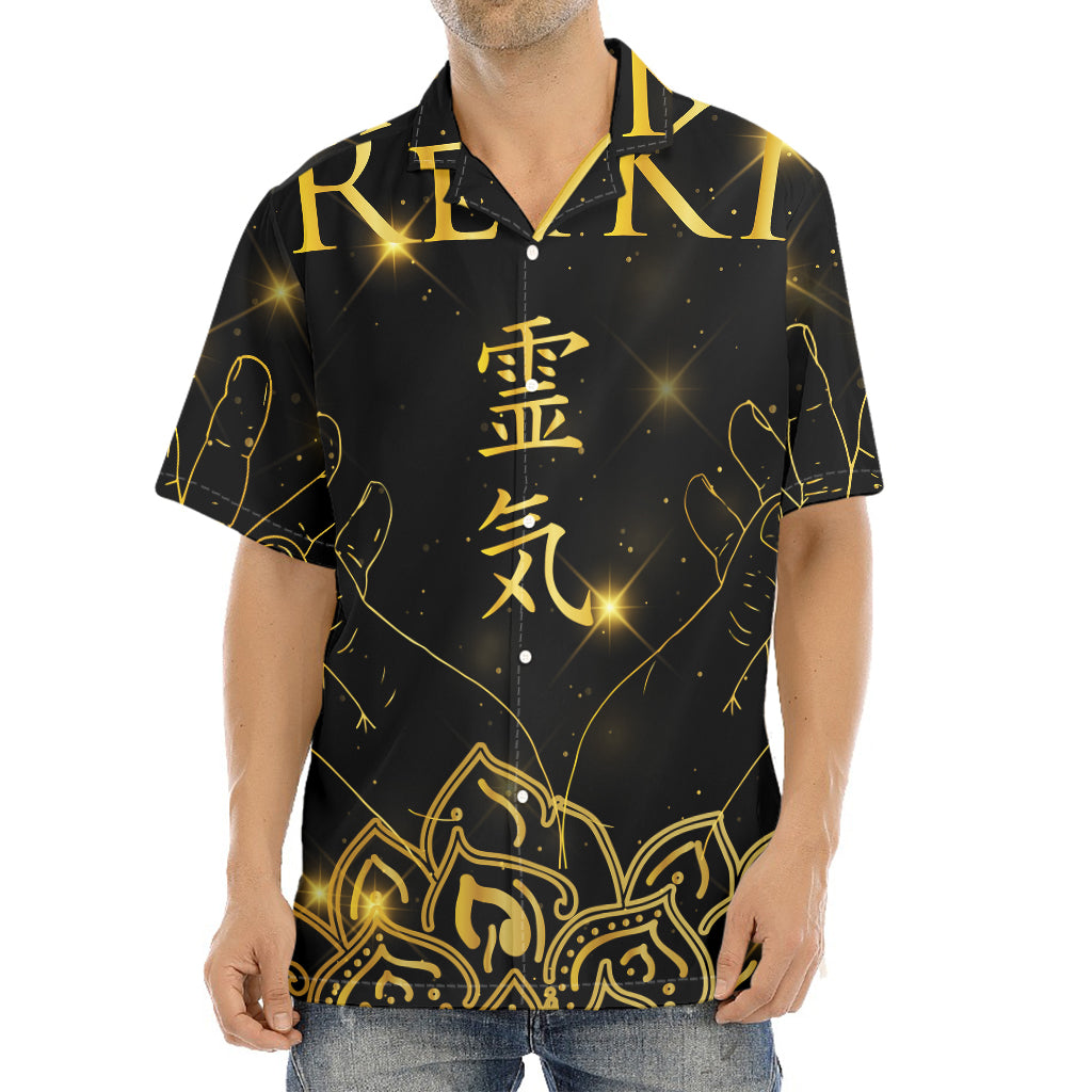 Golden Reiki Print Aloha Shirt