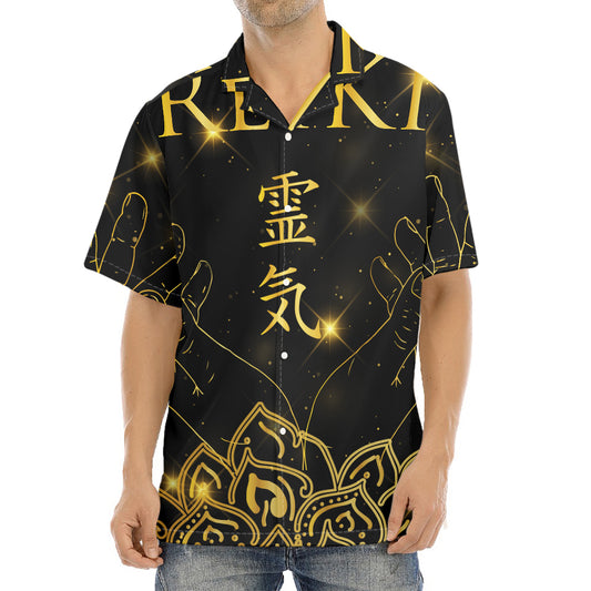 Golden Reiki Print Aloha Shirt