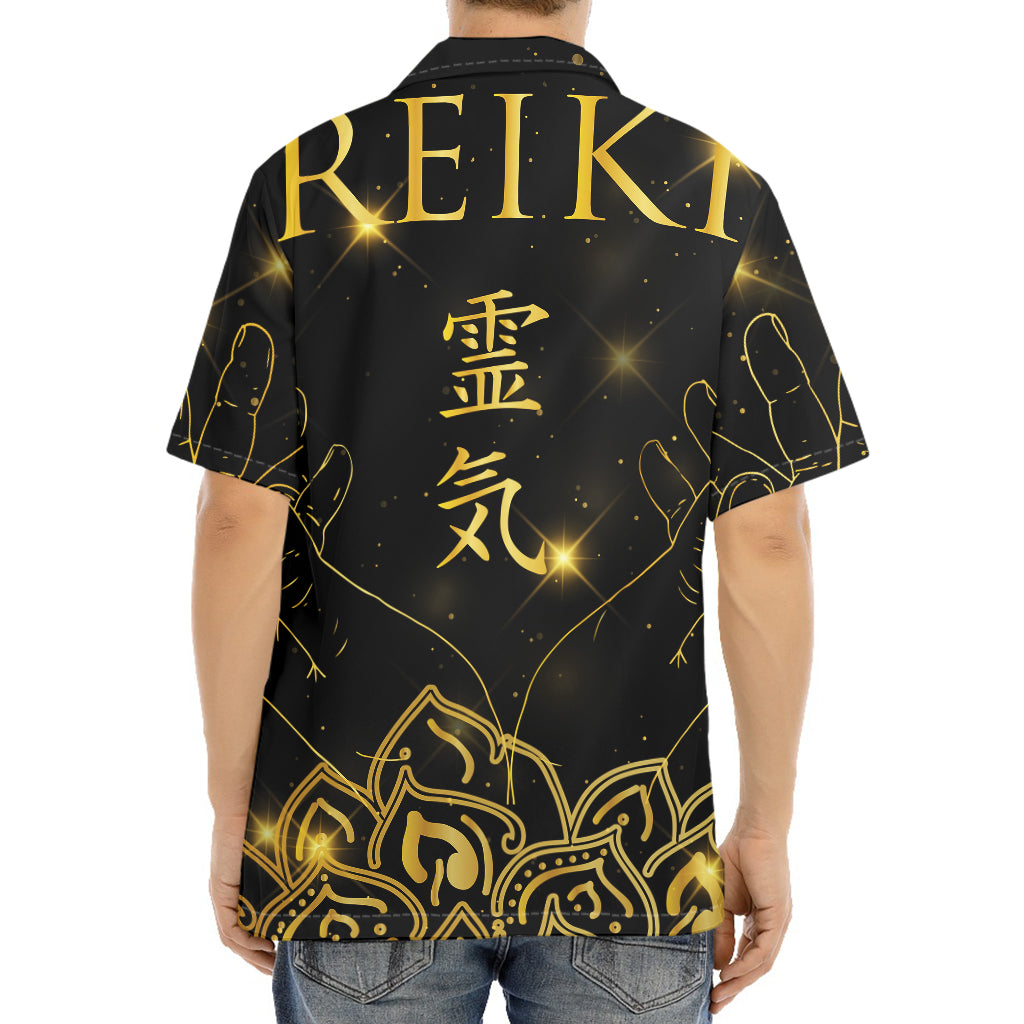 Golden Reiki Print Aloha Shirt