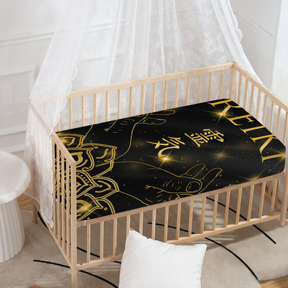 Golden Reiki Print Baby Crib Sheet