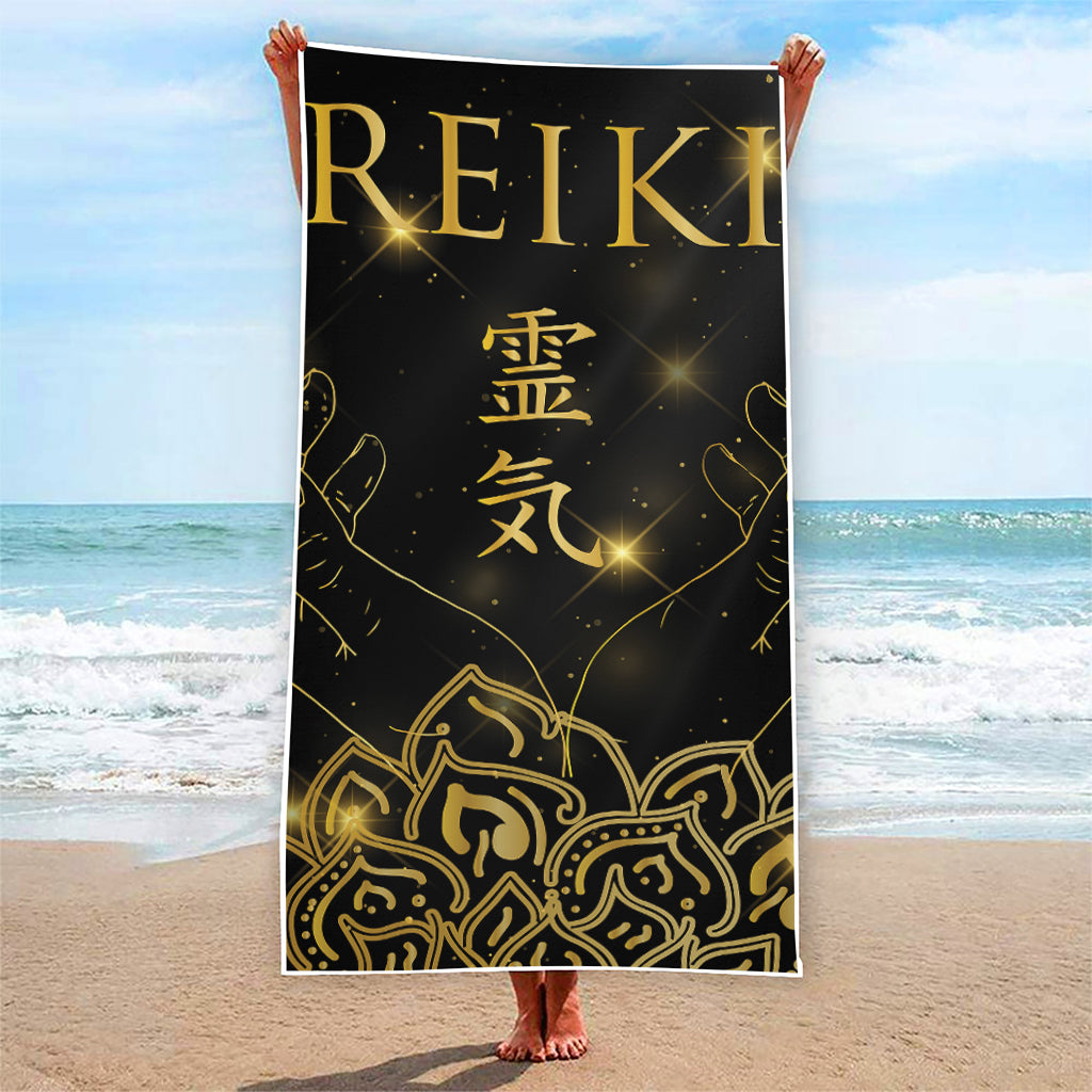 Golden Reiki Print Beach Towel