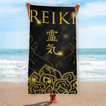 Golden Reiki Print Beach Towel