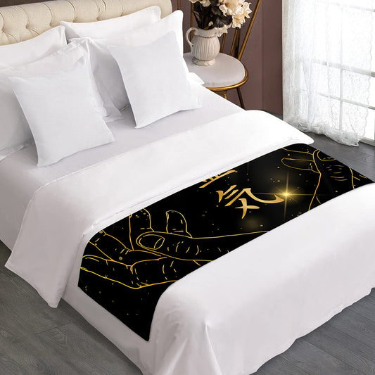 Golden Reiki Print Bed Runner