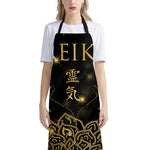 Golden Reiki Print Bib Apron With Pocket