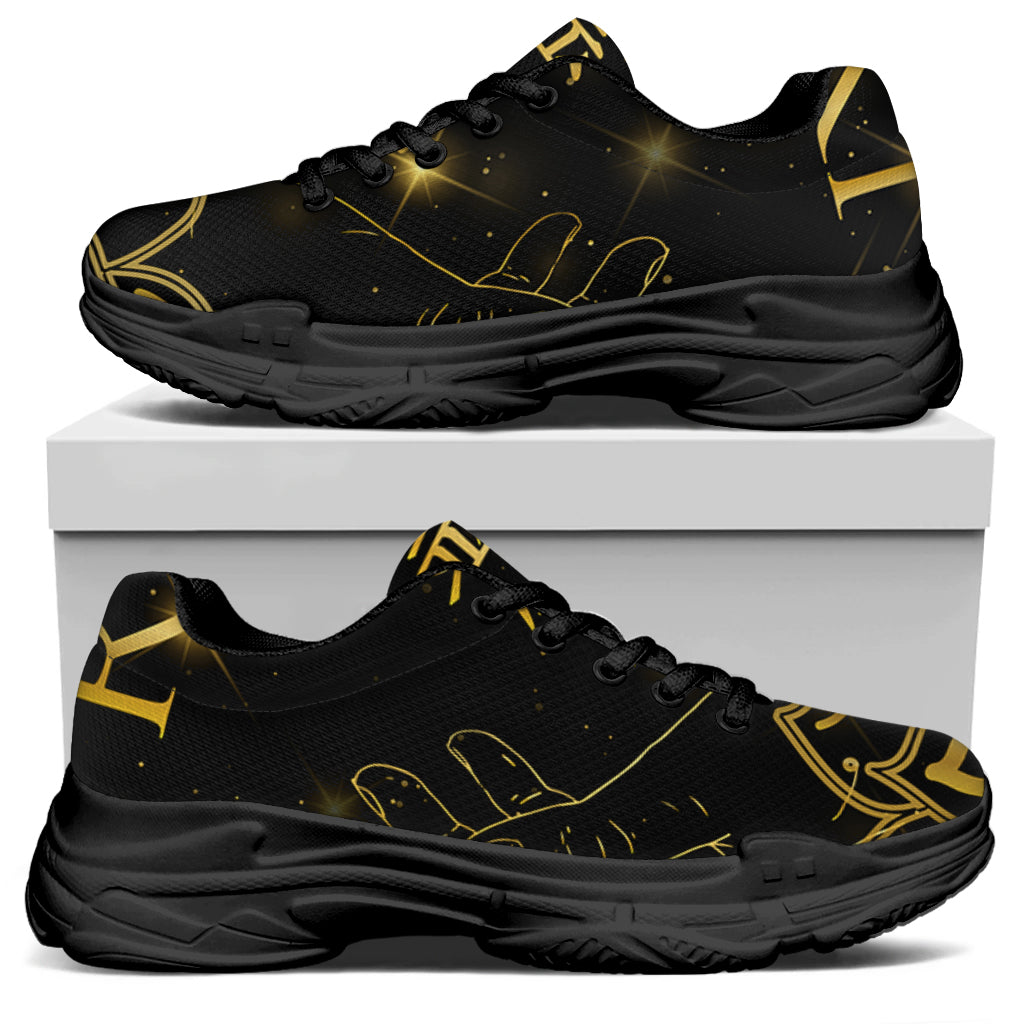 Golden Reiki Print Black Chunky Shoes