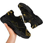 Golden Reiki Print Black Chunky Shoes