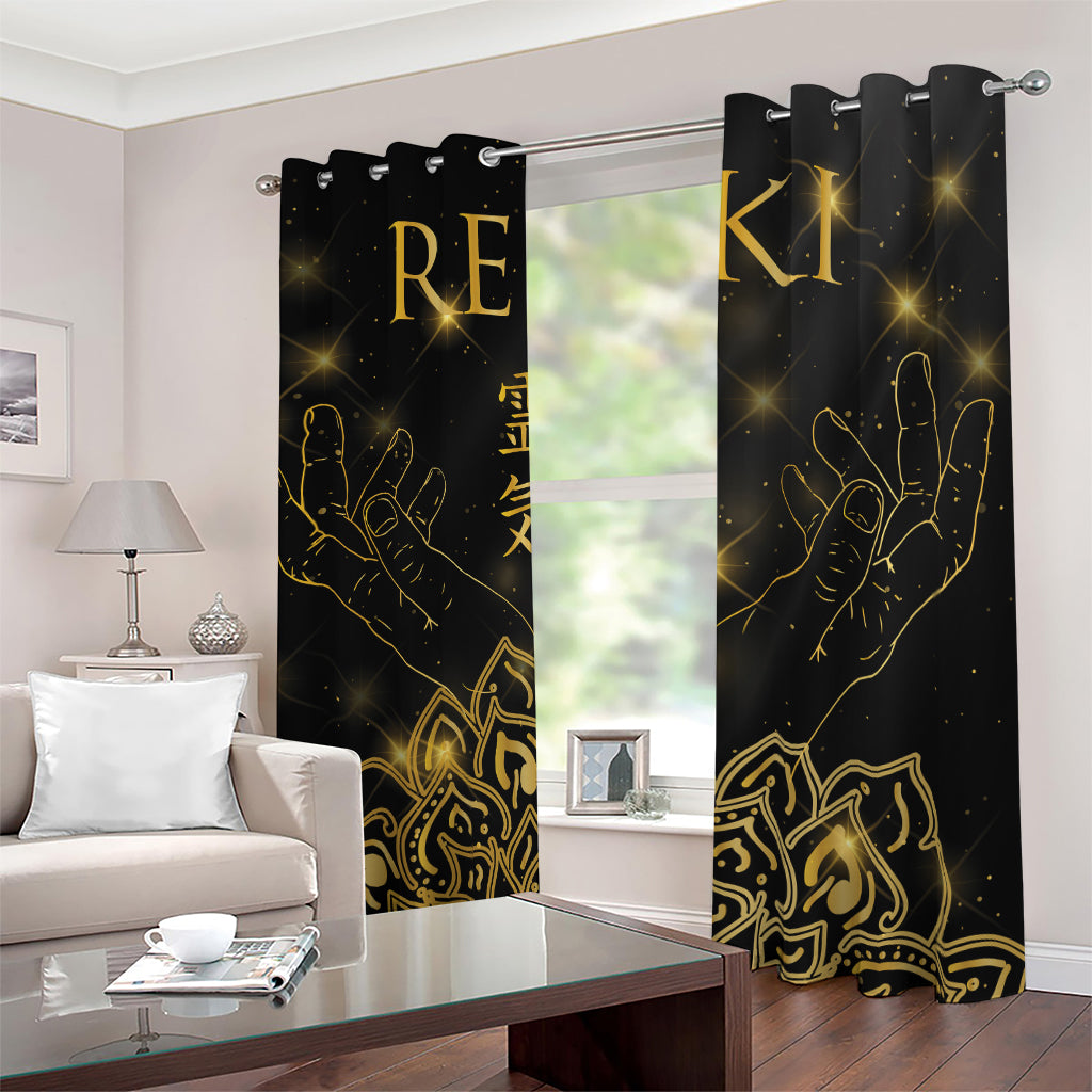Golden Reiki Print Blackout Grommet Curtains