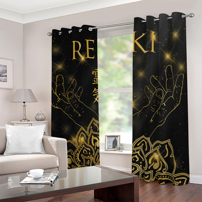 Golden Reiki Print Blackout Grommet Curtains