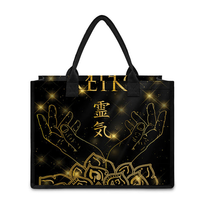 Golden Reiki Print Canvas Tote Bag