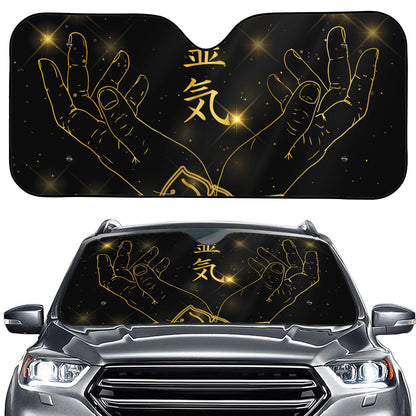 Golden Reiki Print Car Windshield Sun Shade