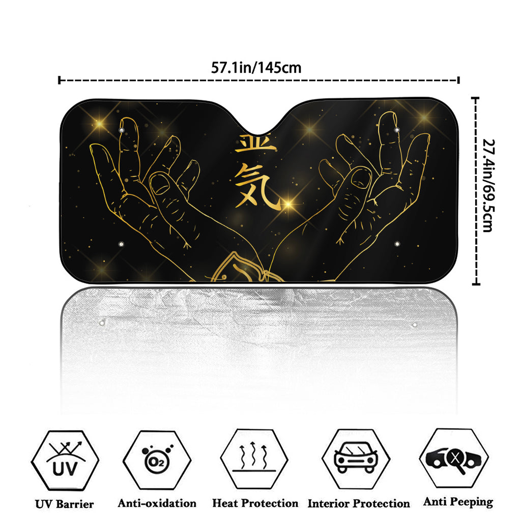 Golden Reiki Print Car Windshield Sun Shade