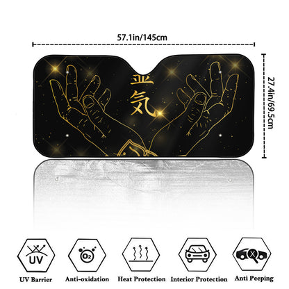 Golden Reiki Print Car Windshield Sun Shade