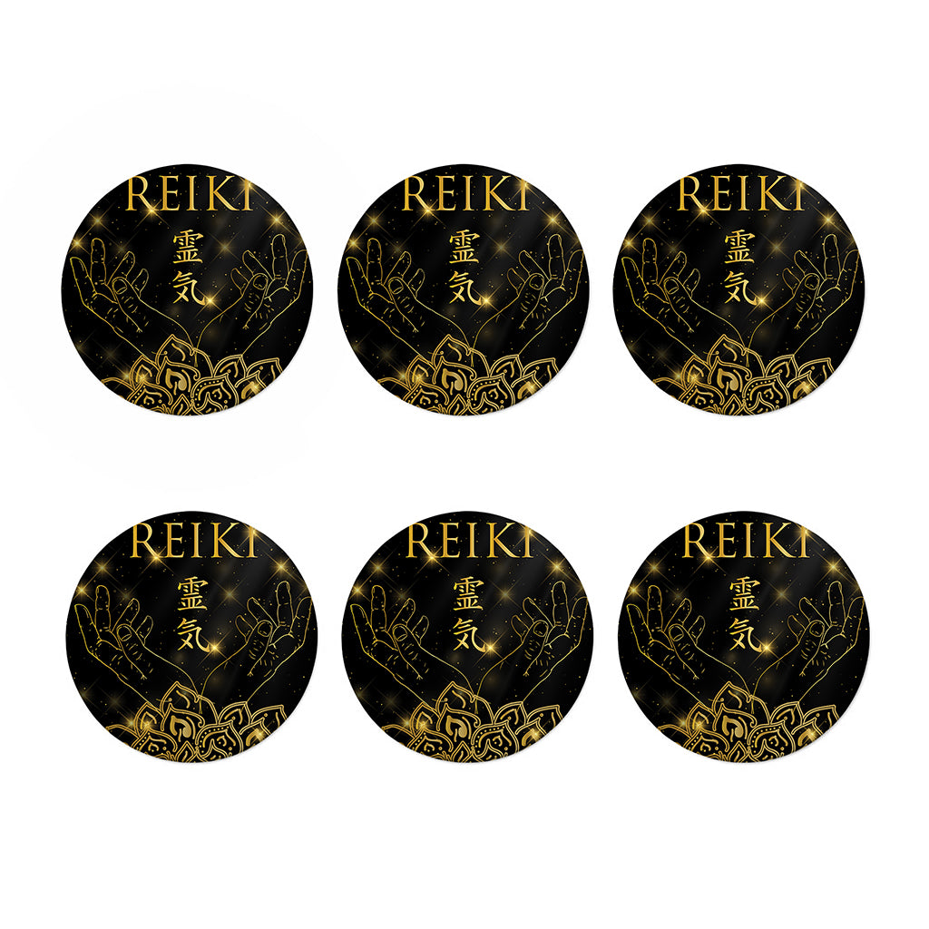 Golden Reiki Print Coaster Set