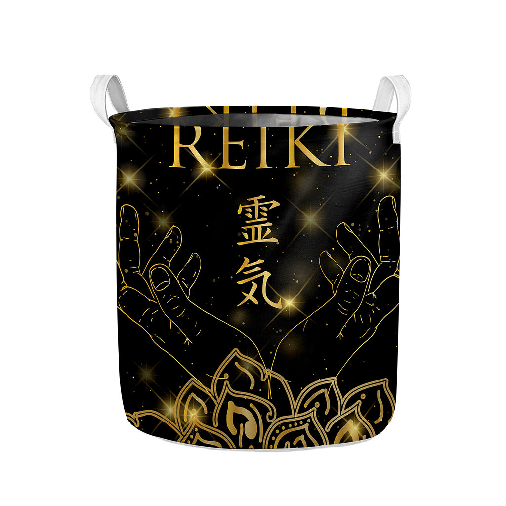 Golden Reiki Print Collapsible Laundry Basket