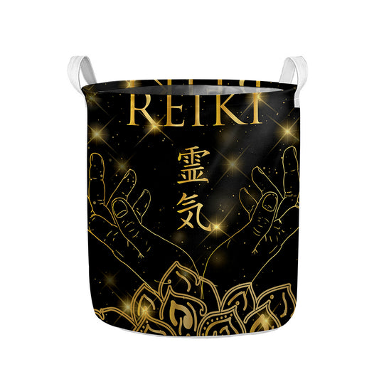 Golden Reiki Print Collapsible Laundry Basket