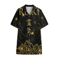 Golden Reiki Print Cotton Hawaiian Shirt
