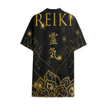 Golden Reiki Print Cotton Hawaiian Shirt
