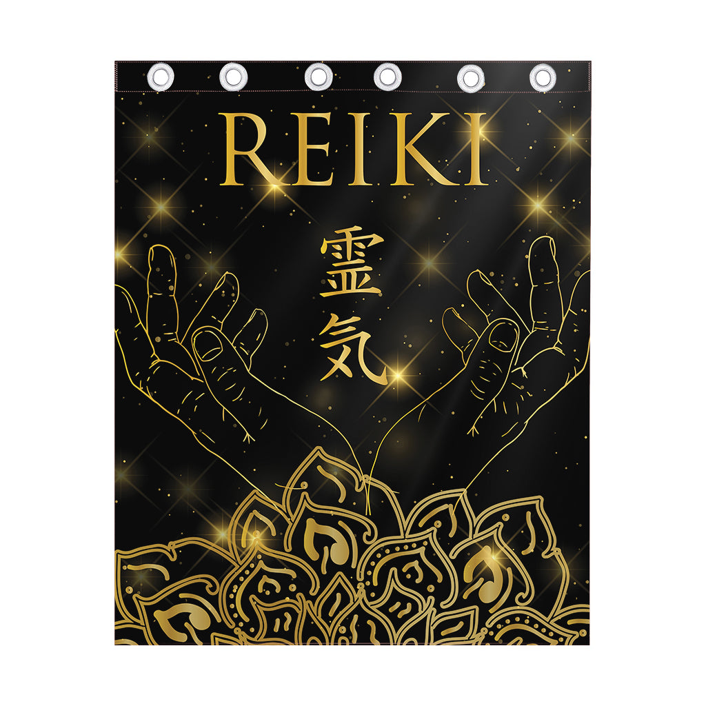 Golden Reiki Print Curtain