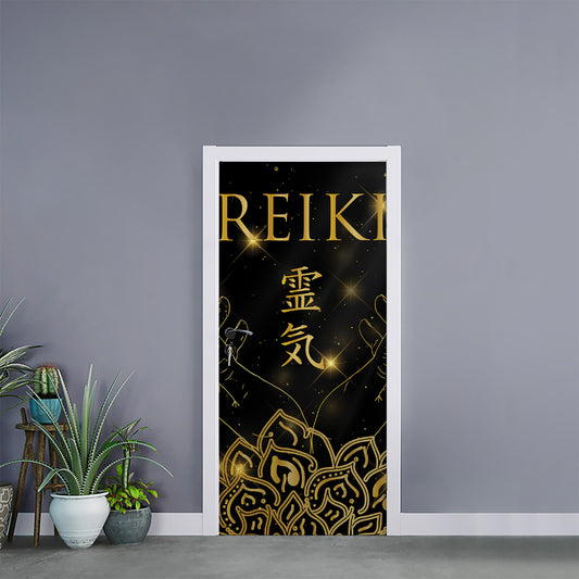 Golden Reiki Print Door Sticker