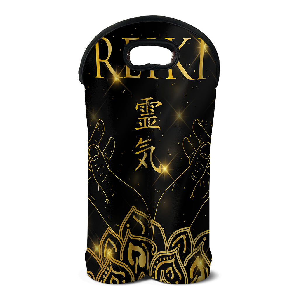 Golden Reiki Print Double Neoprene Wine Tote