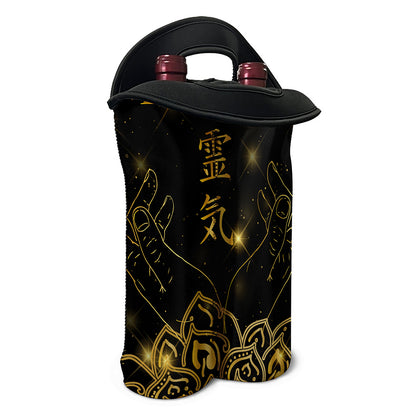 Golden Reiki Print Double Neoprene Wine Tote