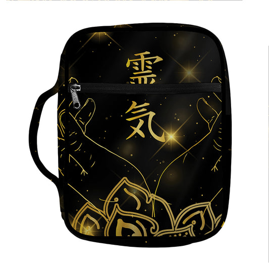 Golden Reiki Print Front Pocket Bible Bag
