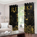 Golden Reiki Print Grommet Curtains