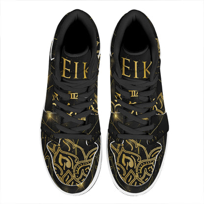 Golden Reiki Print High Top Leather Sneakers
