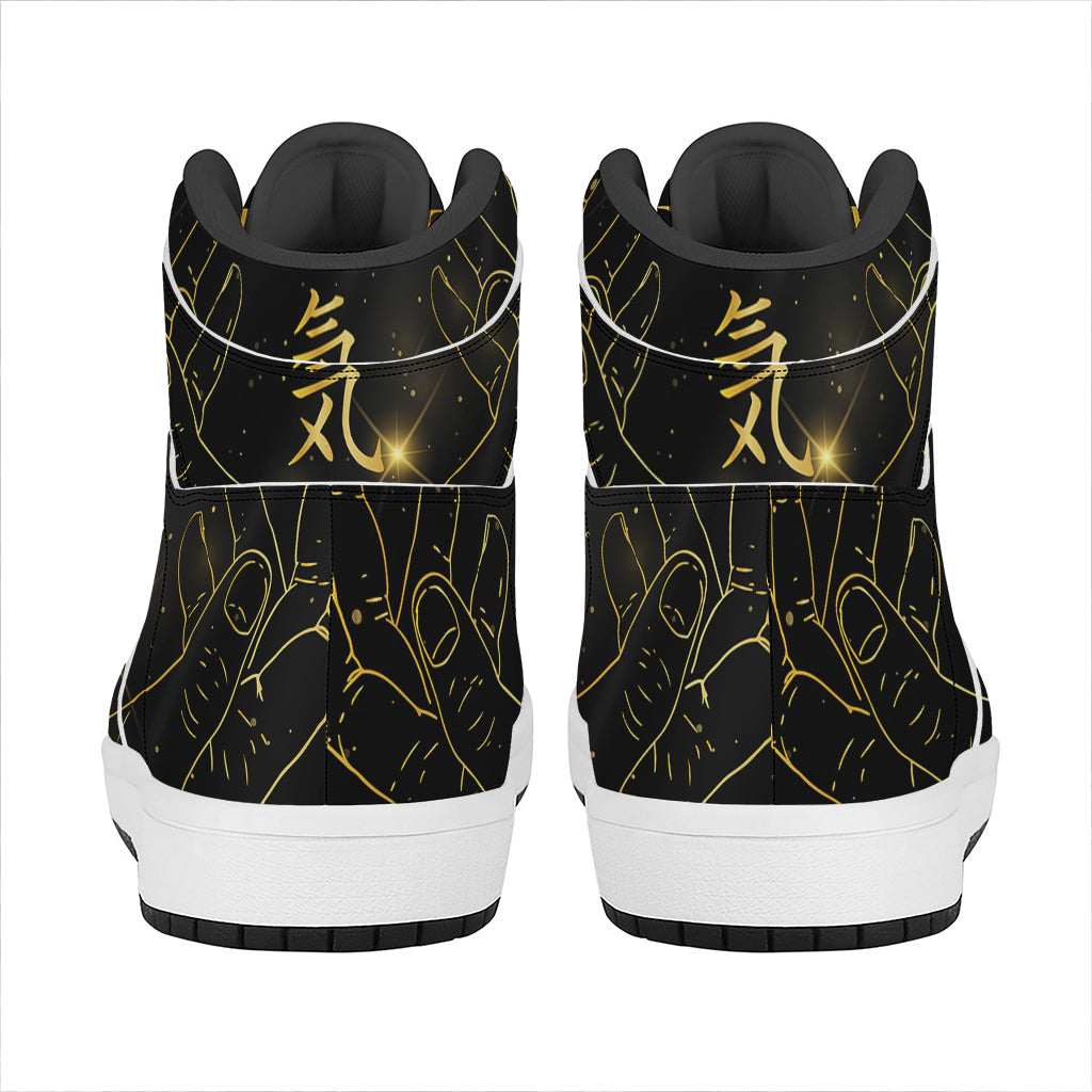 Golden Reiki Print High Top Leather Sneakers