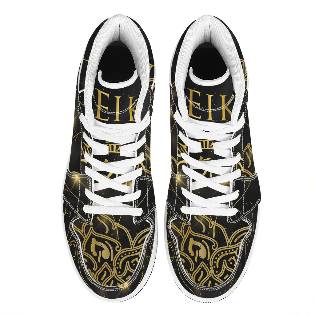 Golden Reiki Print High Top Leather Sneakers