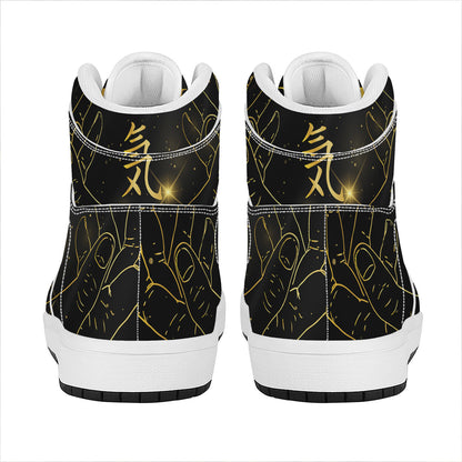 Golden Reiki Print High Top Leather Sneakers