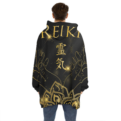 Golden Reiki Print Hoodie Blanket