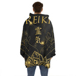 Golden Reiki Print Hoodie Blanket