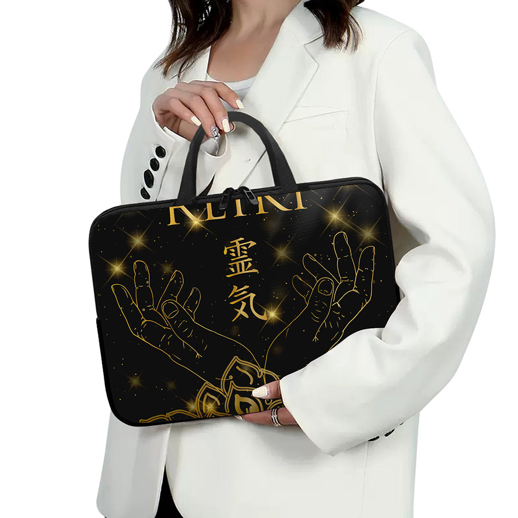 Golden Reiki Print Laptop Sleeve With Handle