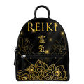 Golden Reiki Print Leather Backpack