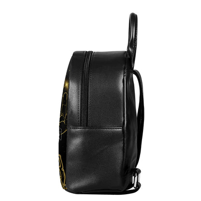 Golden Reiki Print Leather Backpack
