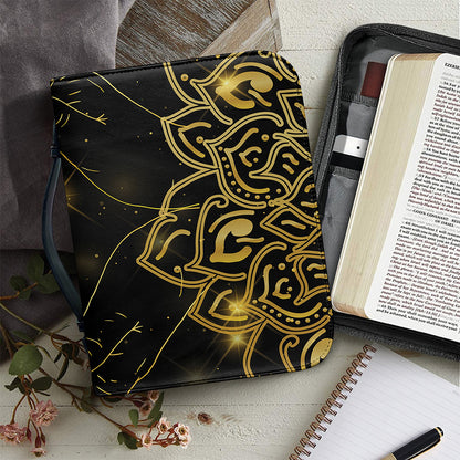 Golden Reiki Print Leather Bible Cover