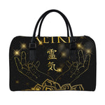 Golden Reiki Print Leather Duffle Bag