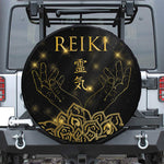 Golden Reiki Print Leather Spare Tire Cover