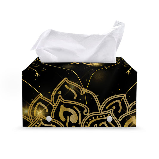 Golden Reiki Print Leather Tissue Box Cover