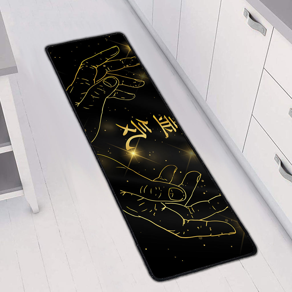 Golden Reiki Print Long Kitchen Mat