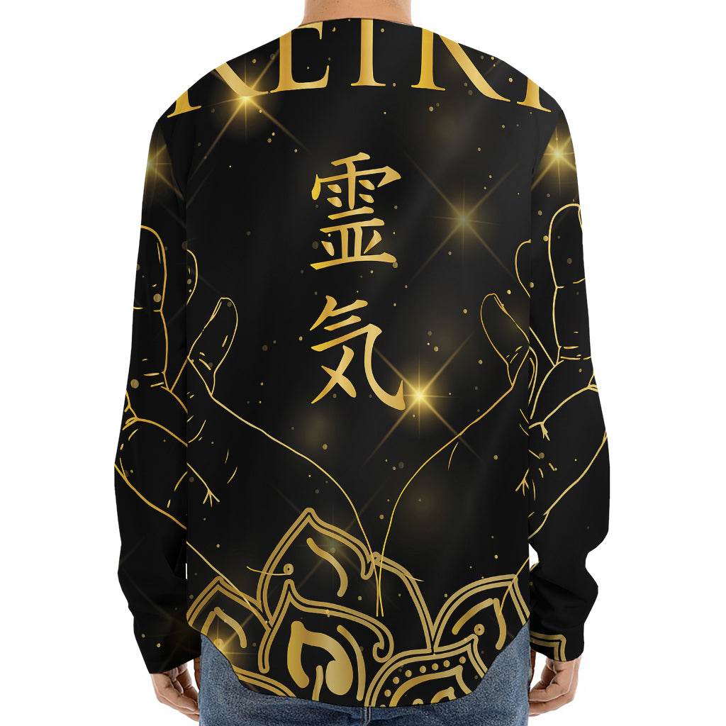 Golden Reiki Print Long Sleeve Baseball Jersey