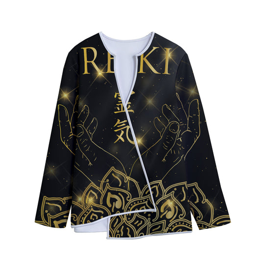 Golden Reiki Print Long Sleeve Short Coat