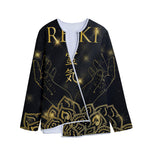 Golden Reiki Print Long Sleeve Short Coat