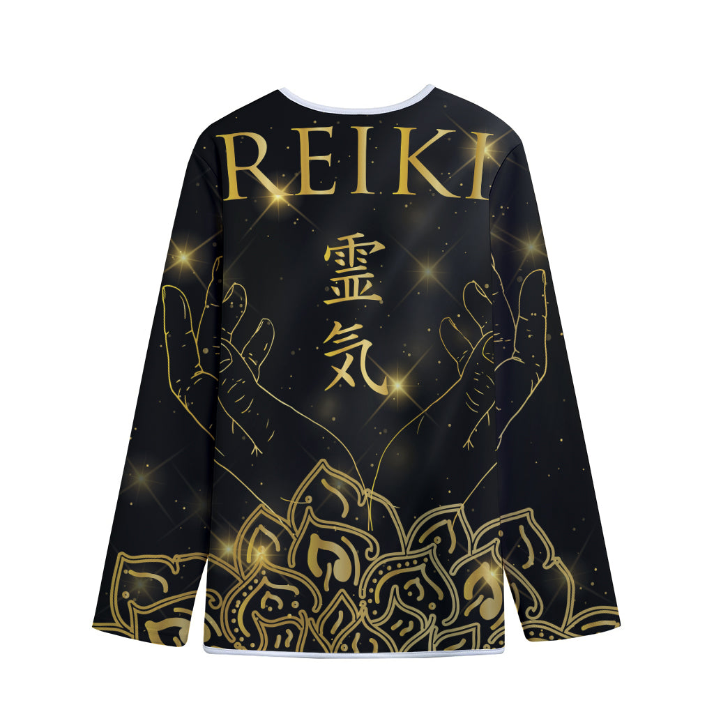 Golden Reiki Print Long Sleeve Short Coat