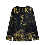 Golden Reiki Print Long Sleeve Short Coat