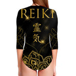 Golden Reiki Print Long Sleeve Swimsuit